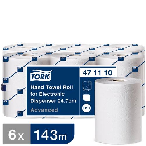 Tork Papierhandtuch auf Rolle, Falthandtuch, 2-lagig, weiss, 24,7cmx143m, 715 Tücher, 6 Rollen Artikelbild