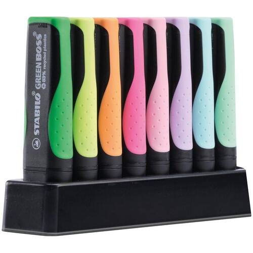 STABILO GREEN BOSS Textmarker, Leuchtmarker, Highlighter, Tischset, 2-5mm, farblich sortiert, 8 Stifte pro Packung, 1 Set Artikelbild Secondary4 L