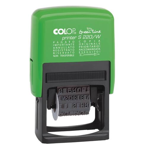 Colop Wortbandstempel Printer S220/W Green Line, Metall, 12 Texte, Schrifthöhe: 4 mm, grün, Druckfarbe: schwarz, 1 Stück Artikelbild Secondary1 L