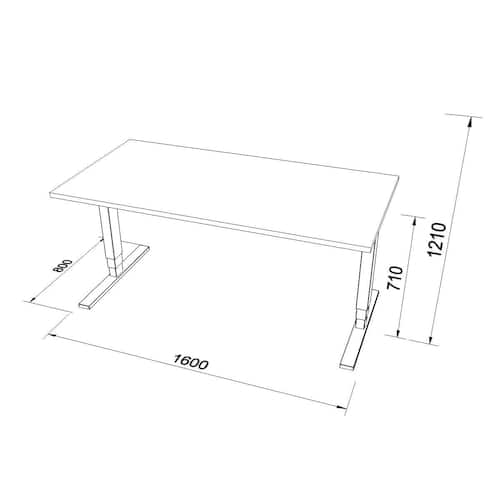 deNord Design Skrivbord höj/sänk Basic 1600x800 björk/silv produktfoto Secondary2 L