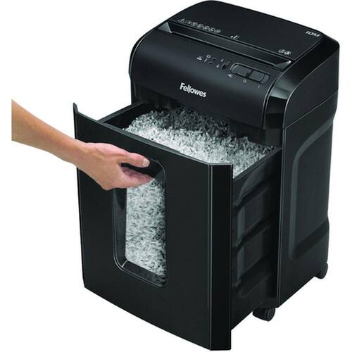 Fellowes Aktenvernichter Powershred® 10M, Reißwolf, Shredder, Partikelschnitt, 345x250x500mm, schwarz, 1 Stück Artikelbild Secondary5 L