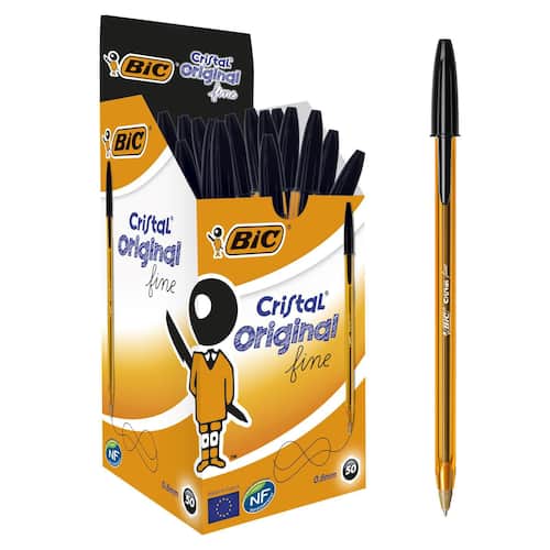 BIC® Kugelschreiber Cristal fein, Tintenschreiber, Kuli, Einwegkuli, schwarz, 0,35mm, 50 Stück Artikelbild Secondary4 L