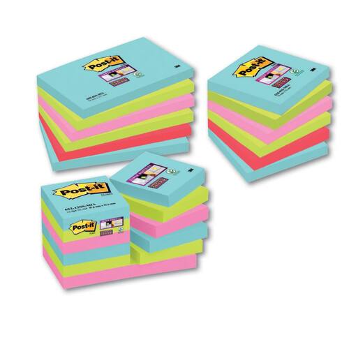 Post-it® Super Sticky Notes Haftnotizen Miami, 48x48mm, 90 Blatt pro Block, 12 Blöcke, 1 Packung Artikelbild Secondary5 L