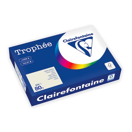 Clairefontaine Multifunktionspapier Trophée, Kopierpapier, Druckerpapier, pastell perlgrau, A4, 80g, 500 Blatt, 1 Packung Artikelbild