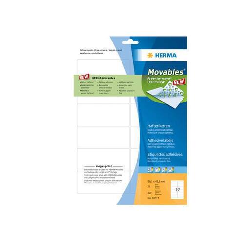 Herma Etiketten repositionierbar, weiß, 99x42mm, 300 Etiketten/Packung Artikelbild Secondary2 L