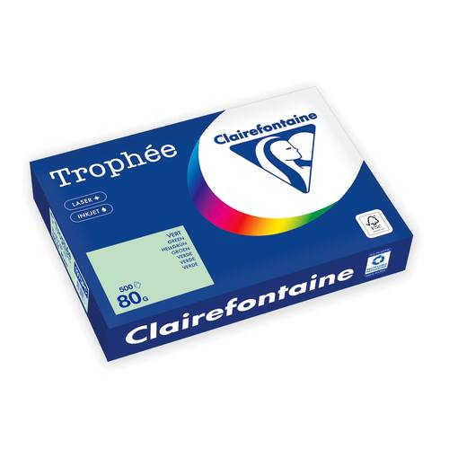 Clairefontaine Multifunktionspapier Trophée, Kopierpapier, Druckerpapier, pastell grün, A4, 80g, 500 Blatt, 1 Packung Artikelbild