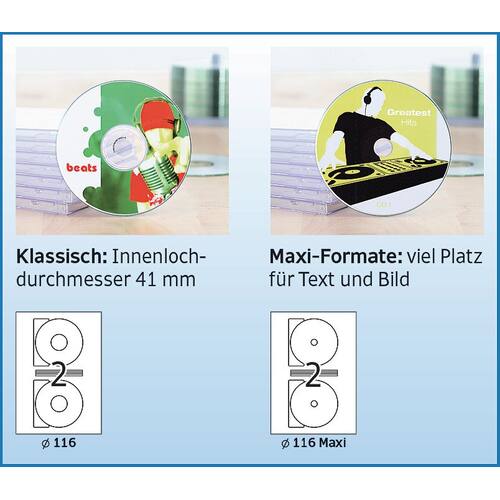 Herma CD- und DVD-Etiketten Maxi weiß 116mm, 50 Stück Artikelbild Secondary3 L