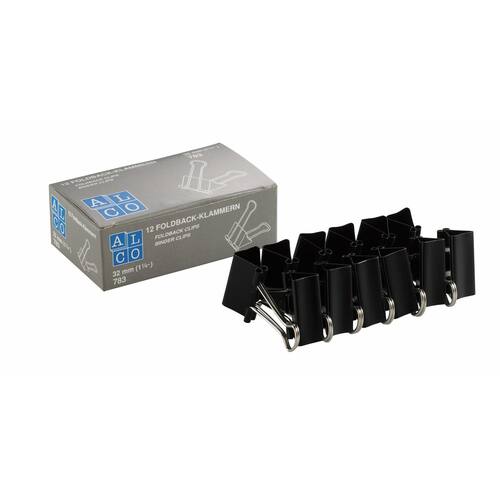 ALCO Briefklemme, Foldback, Metall, schwarz, 32/13mm, 12 Stück Artikelbild