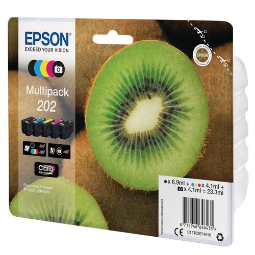 Epson Original Tintenpatrone 202, T02E740, Druckerpatrone, 5farbig, Fotoschwarz, Schwarz, Magenta, Cyan, Gelb, Multipack, 1 Packung Artikelbild Secondary1 L