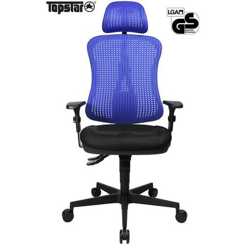 TOPSTAR Drehstuhl HeadPoint SY, Bürodrehstuhl, Bürosessel, inkl. Armlehnen, mit Kopfstütze, schwarz/blau, 1 Stück Artikelbild