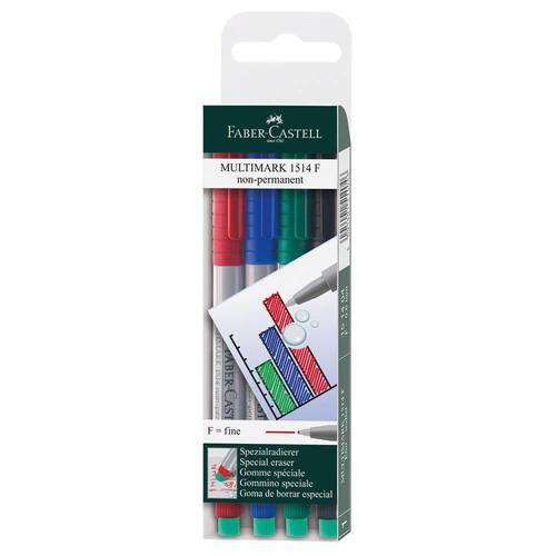 Faber-Castell Overheadstift Multimark, F, 0,6mm, non-permanent, 4er Set sortiert Artikelbild