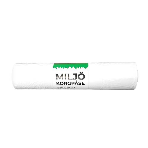 Papperskorgpåse 30L HDPE 9my vit produktfoto