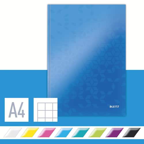 Leitz Notizbuch WOW mit festem Einband, DIN A4, Blau metallic, kariert Artikelbild Secondary6 L