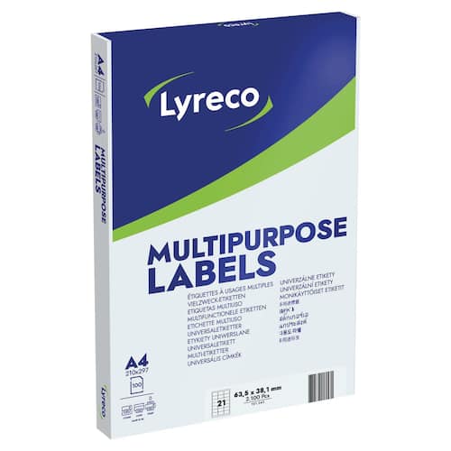 Lyreco Mehrzweck-Etiketten, 63,5x38,1mm, permanent, weiß, 2100 Stück pro Packung Artikelbild