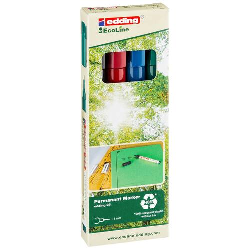 edding EcoLine 25 Permanentmarker, Marker, 4er-Set (blau, grün, rot, schwarz), 1 Set Artikelbild