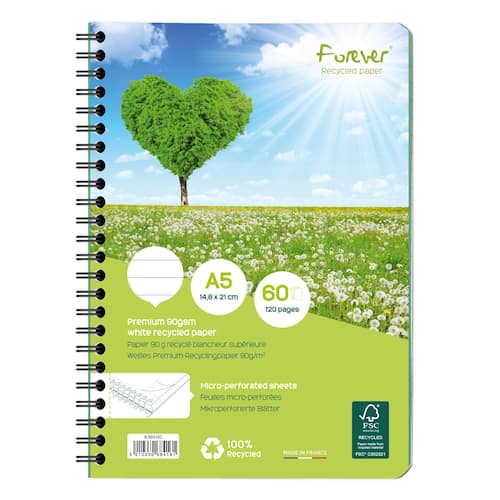 Spiralhefte FOREVER 90g 120 blad A5 lin produktbilde