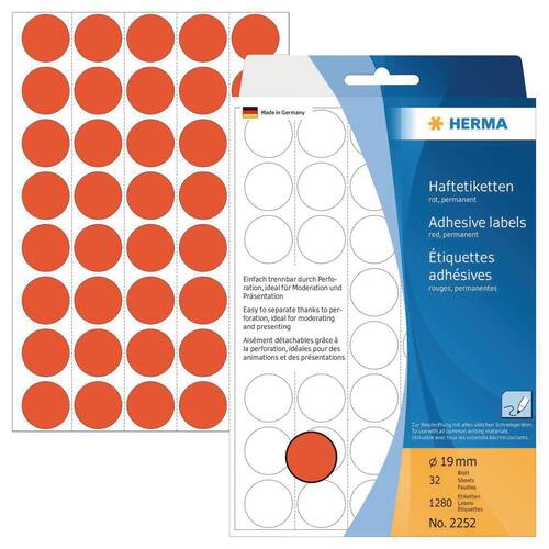 Herma Markierungspunkte, rund, rot, 19mm, 1280 Stück Artikelbild Secondary6 L