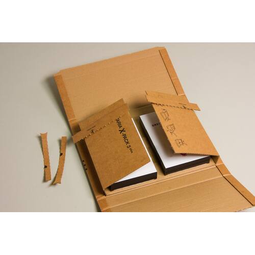 VARIA X 2 plus Drehverpackung aus Wellpappe mit Selbstklebeverschluss, 250x190x60mm, A5+, braun, 20 Stück Artikelbild Secondary8 L