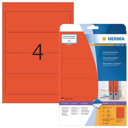 Herma Rückenschild, selbstklebend, breit / kurz, 61 x 192 mm, rot - 80 Stück Artikelbild