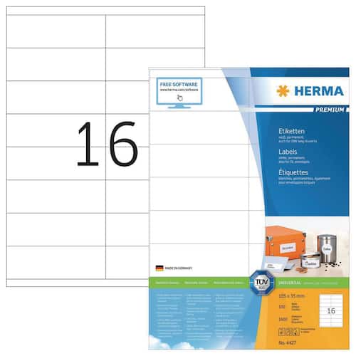 Herma Etiketten Premium A4 weiss 105x35mm 1600 Stück Artikelbild