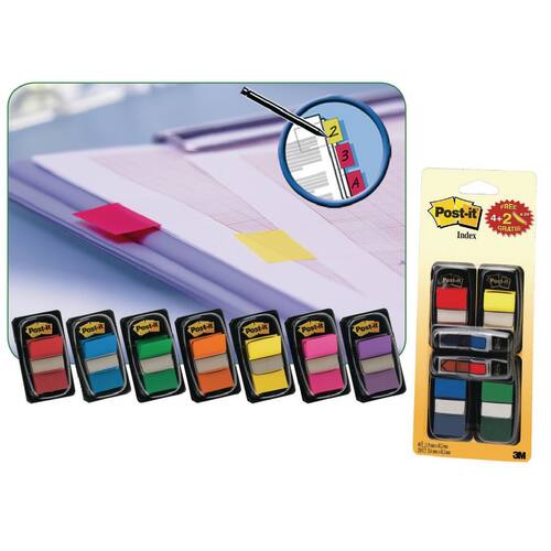 Post-it® Indexstreifen, 4-farbig + Pfeile, 2-farbig sortiert, 25,4/11,9x43,2mm Artikelbild Secondary2 L