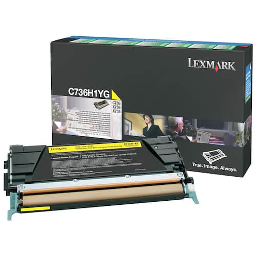 Lexmark Toner, hög kapacitet, gul, singelförpackning, C736H1YG produktfoto