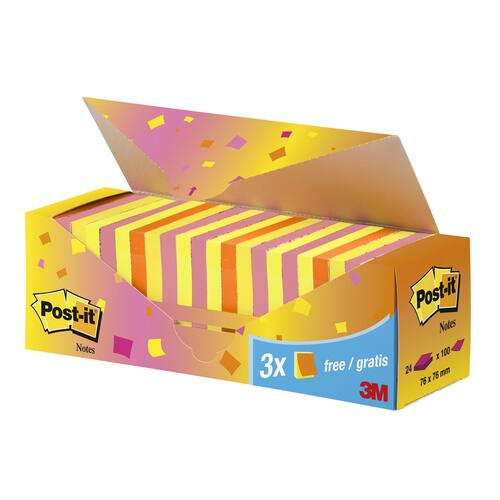 Post-it® Haftnotizen 654 Super Sticky Notes Bangkok Collection, Klebenotizen, 76 x 76 mm, 4-farbig sortiert, 24 Blöcke x 90 Blatt Artikelbild