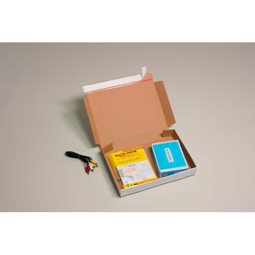 POSTBOX Versandkarton mit Haftklebeverschluss und Aufreißfaden, 340x235x40mm, A4, weiß, 50 Stück Artikelbild Secondary3 L