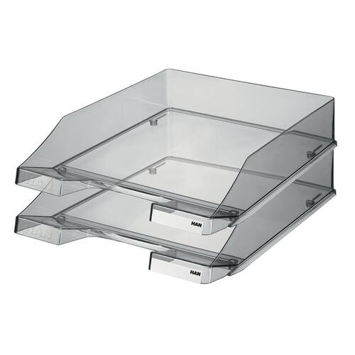 Han Briefkorb, aus Kunststoff, A4, grau/transparent, stapelbar, 1 Stück Artikelbild Secondary1 L