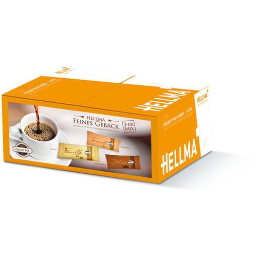 HELLMA Gebäckmischung Feines Gebäck, 3 verschiedene Sorten, Kekse, süßer Snack, 200 Stück einzeln verpackt, 1120 g, 1 Karton Artikelbild