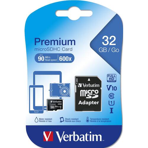 Verbatim Minneskort Micro SDHC 32GB CL10 produktfoto Secondary2 L
