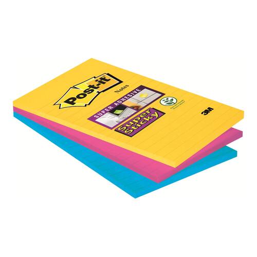 Post-it® Super Sticky-notislappar, 101 x 152 mm, olika ultrafärger, förpackning med 3, 90 lappar produktfoto Secondary2 L