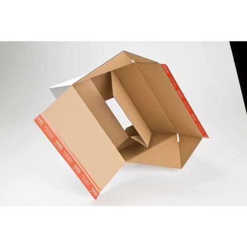 ColomPac Premium Blitzbodenkarton mit Haftklebeverschluss und Aufreißfaden, 389x324x160mm, Weiß, 10 Stück pro Packung, 5 Packungen Artikelbild Secondary2 L
