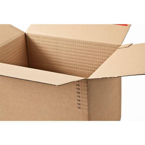 ColomPac Blitzbodenkarton mit Haftklebeverschluss und Aufreißfaden, 305x228x70-160mm (A4), Braun, 10 Stück pro Packung, 5 Packungen Artikelbild Secondary1 L
