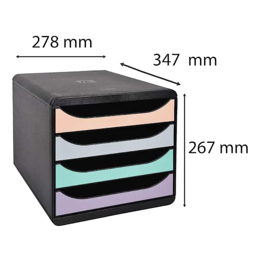 Exacompta Blankettbox BIGBOX 4 lådor svart och pastell produktfoto Secondary2 L