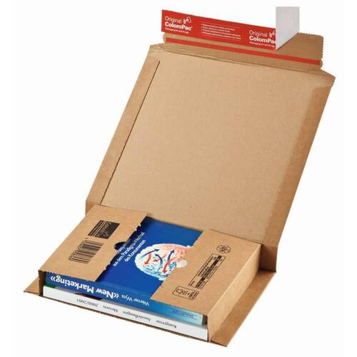 ColomPac Wickelverpackung mit Haftklebeverschluss und Aufreißfaden, 307x245x-75mm (A4), Braun, 20 Stück pro Packung, 5 Packungen Artikelbild