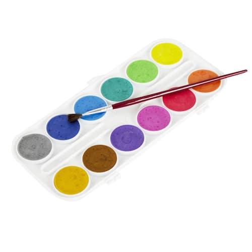 Sense Vattenfärgslåda, pensel, +3 år, olika färger produktfoto