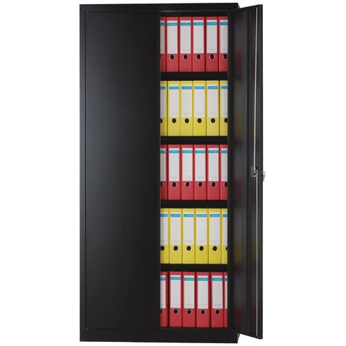 Bisley Flügeltürenschrank Light, Schwarz, 5 Ordnerhöhen, 1950x914x400 mm Artikelbild