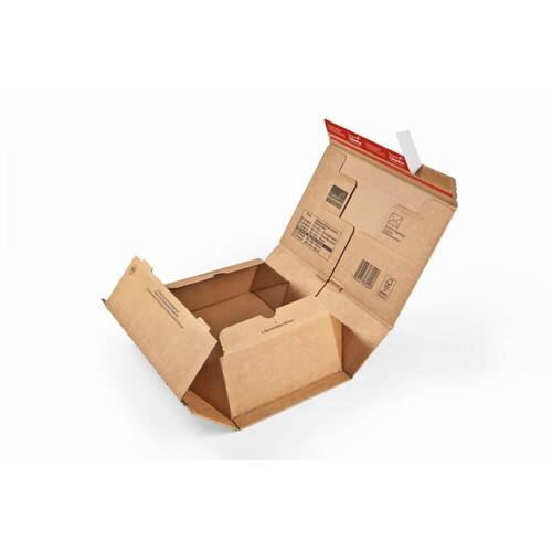 ColomPac Paket-Versandkarton mit Haftklebeverschluss und Aufreißfaden, 1-wellig, 215x155x43mm (A5), Braun, 20 Stück pro Packung, 5 Packungen Artikelbild Secondary1 L