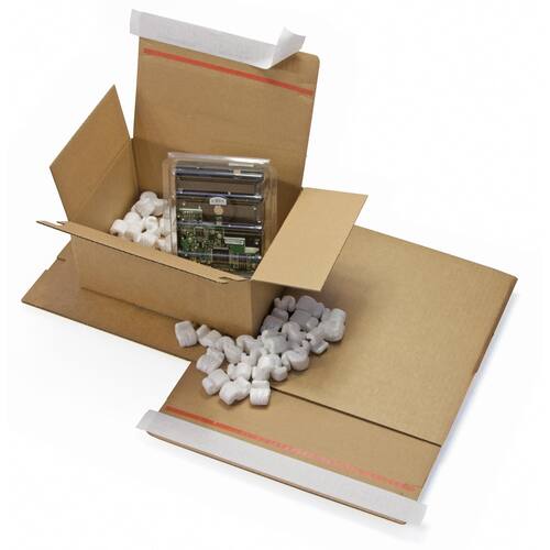 Pressel Susibox Versandkarton 1-wellig, Wellpappe-Schnellfaltkarton mit Selbstklebung, 230x160x100mm, A5+, braun, 10 Stück Artikelbild Secondary1 L