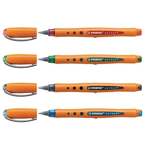 STABILO Tintenkugelschreiber worker®, mit Kappe, Strichstärke M, 0,5 mm, 4er Set sortiert Artikelbild Secondary2 L