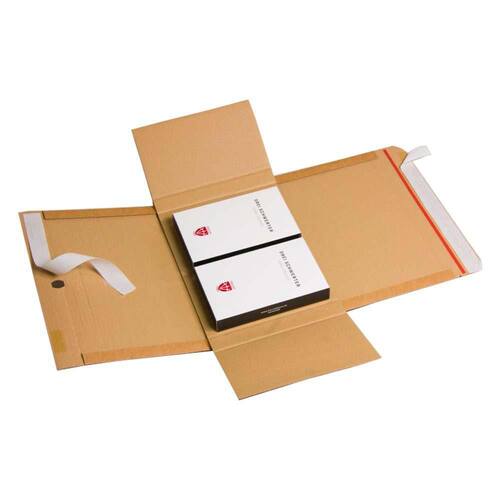 VARIA X 2 plus Drehverpackung aus Wellpappe mit Selbstklebeverschluss, 250x190x60mm, A5+, braun, 20 Stück Artikelbild