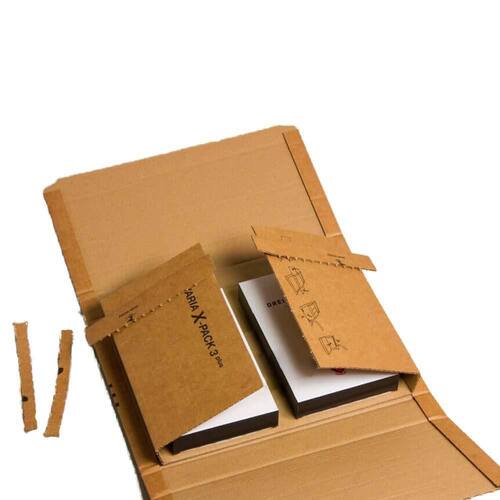VARIA X 2 plus Drehverpackung aus Wellpappe mit Selbstklebeverschluss, 250x190x60mm, A5+, braun, 20 Stück Artikelbild Secondary9 L