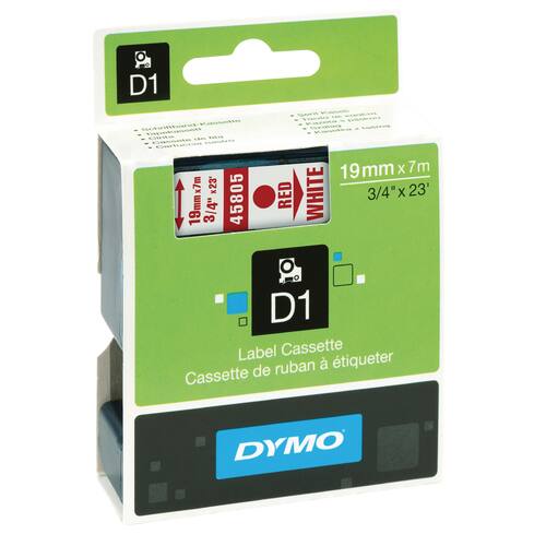 Dymo Schriftband, Weiß, Druck: Rot, 19 mm Artikelbild Secondary1 L