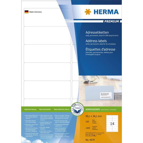 Herma Inkjet-, Laser- und Kopieretiketten, weiß,  99,1x38,1mm, 1400 Stück Artikelbild Secondary3 L