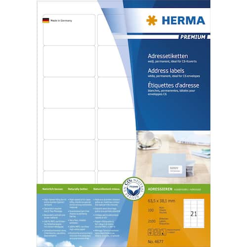 Herma Inkjet-, Laser- und Kopieretiketten, weiß, 63,5x38,1mm Artikelbild Secondary3 L