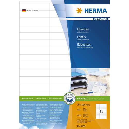 Herma Etiketten Premium A4 weiß 70x16,9mm 5100 Stück Artikelbild Secondary4 L
