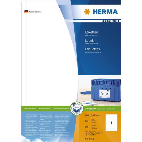 Herma Etiketten Premium A4 weiß 200x297mm 100 Stück Artikelbild Secondary3 L