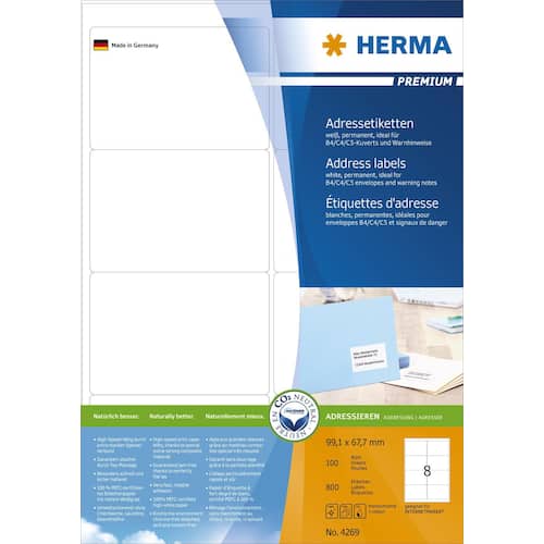 Herma Inkjet-, Laser- und Kopieretiketten, weiß, 99,1x67,7mm Artikelbild Secondary3 L