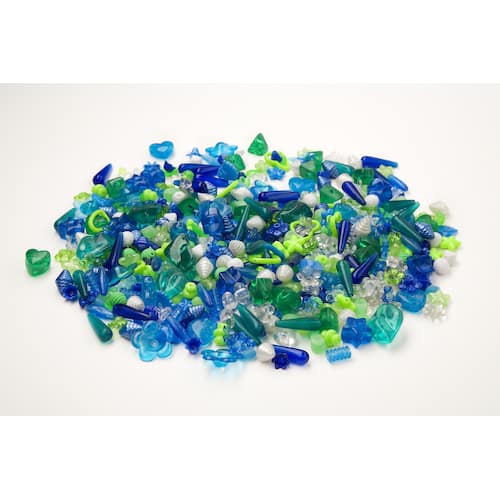 PLAYBOX Pärlblandning, polystyren, 8-25 mm, blågrön produktfoto